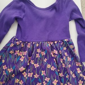 Tea Collection Purple Long-Sleeve Floral Skater Dress
